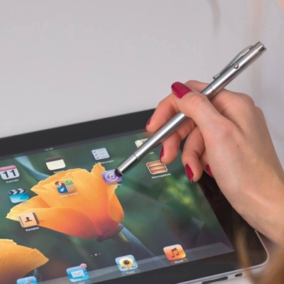 Telescope ball pen with laser pointer