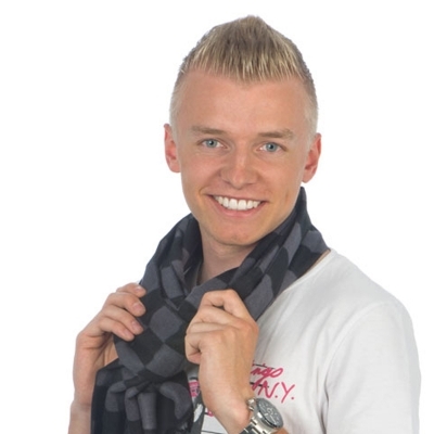 Scarf with chess pattern
