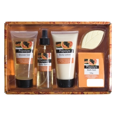 Papaya bath set (150ml shower gel, body spray 140ml, body lotion and bath salt)