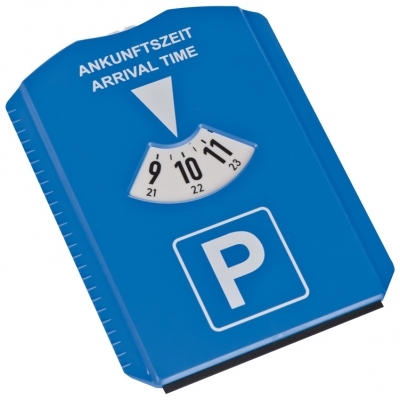 Parking disc with ice scraper