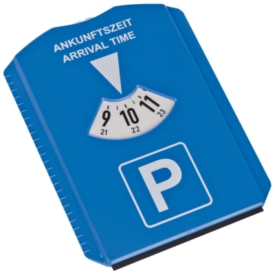 Parking disc with ice scraper