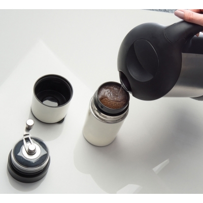 Thermal mug with coffee mill