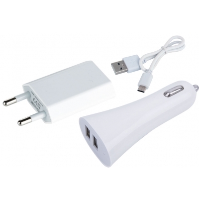 Travel set - power bank 5000 mAh, EU plug, USB charger