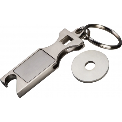 Keychain with shopping coin and bottle opener