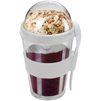 Yoghurt cup with spoon
