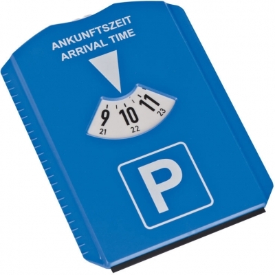Parking disc with ice scraper