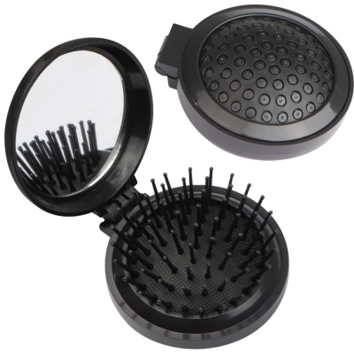 Foldable hair brush with mirror
