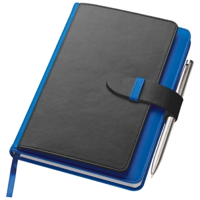 Notebook with business card compartments