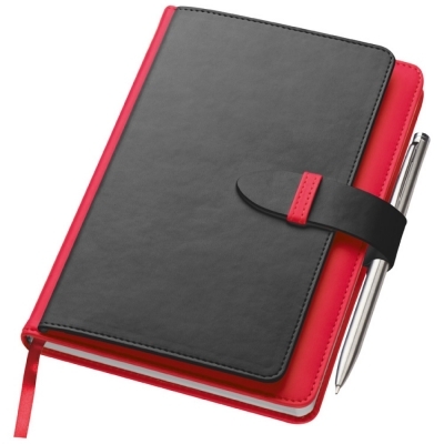 Notebook with business card compartments