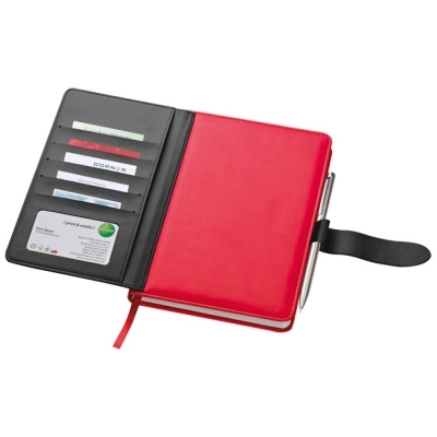 Notebook with business card compartments