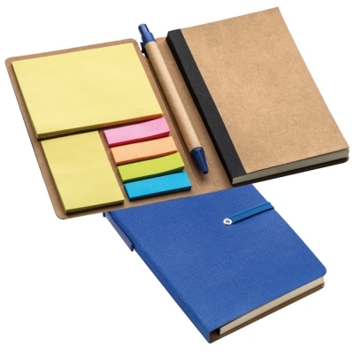 Notebook with sticky notes