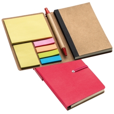 Notebook with sticky notes