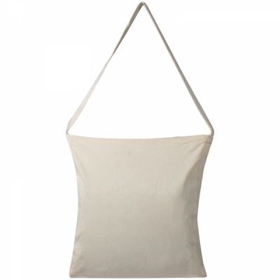Cotton bag with woven carrying handle and bottom fold