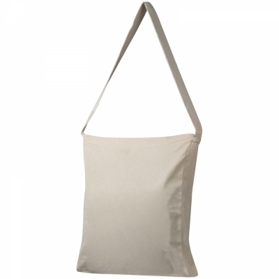 Cotton bag with woven carrying handle and bottom fold