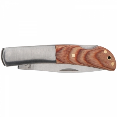 Folding knife with wooden handle