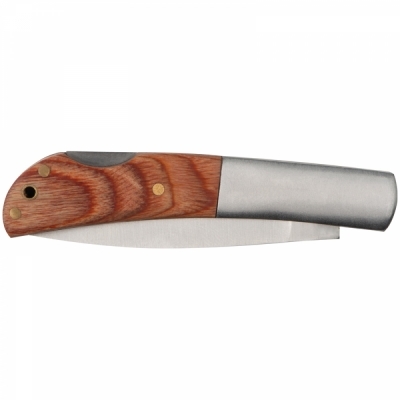 Folding knife with wooden handle
