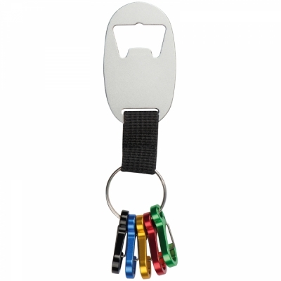Keychain with bottle opener and 5 mini snap hooks