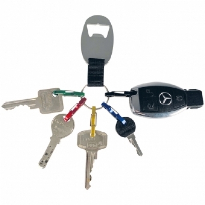 Keychain with bottle opener and 5 mini snap hooks