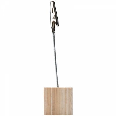 Memo holder with wooden base