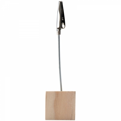 Memo holder with wooden base