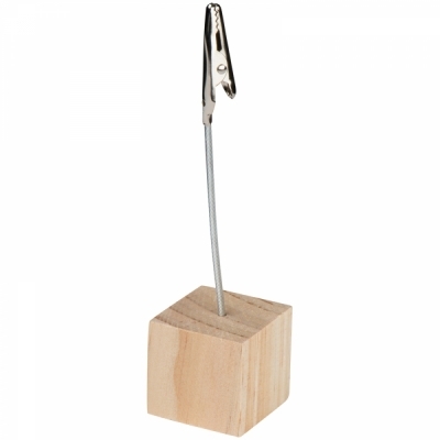 Memo holder with wooden base