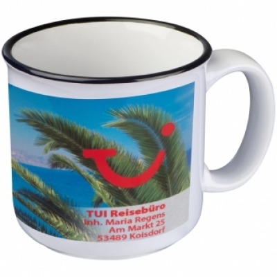 Ceramic cup with black rim