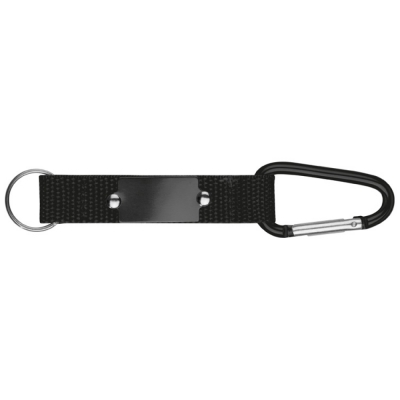 Key chain with carabiner and metal tile