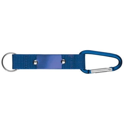 Key chain with carabiner and metal tile