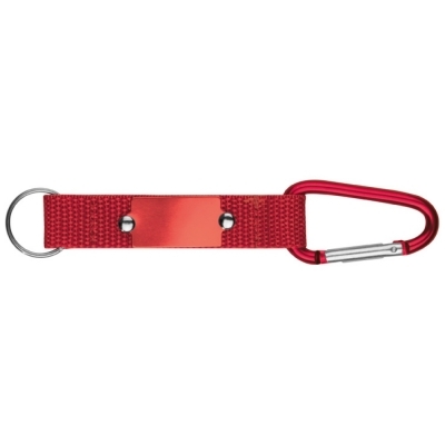 Key chain with carabiner and metal tile