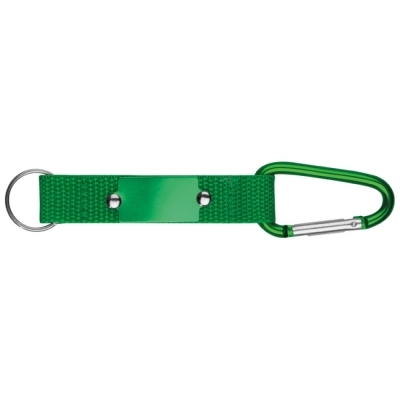 Key chain with carabiner and metal tile