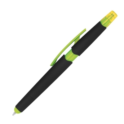 Plastic ballpen with highlighter and touch function