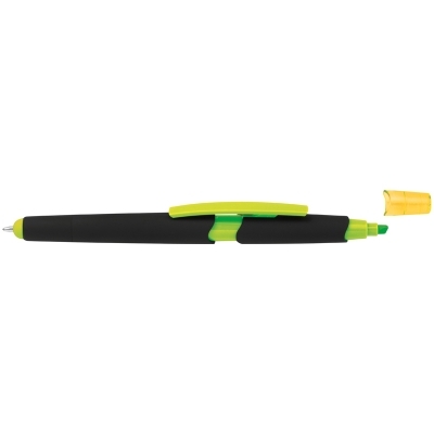 Plastic ballpen with highlighter and touch function