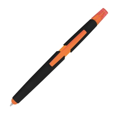 Plastic ballpen with highlighter and touch function