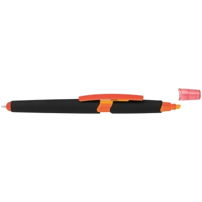 Plastic ballpen with highlighter and touch function
