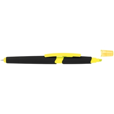 Plastic ballpen with highlighter and touch function
