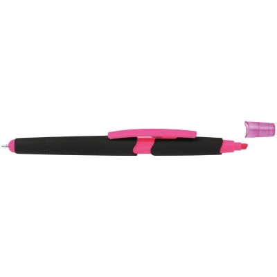 Plastic ballpen with highlighter and touch function
