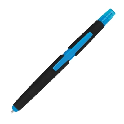Plastic ballpen with highlighter and touch function