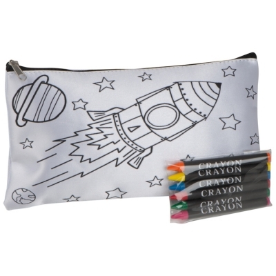 Pencil pouch with colored pencils
