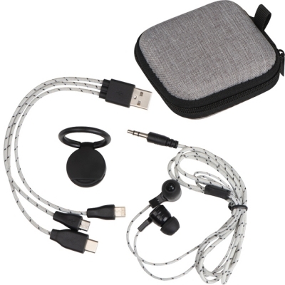 Travel set - with charging cable, earphones, and phone holder