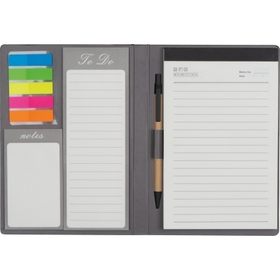 Writing case with PU cover, notes, to do list and sticky markers