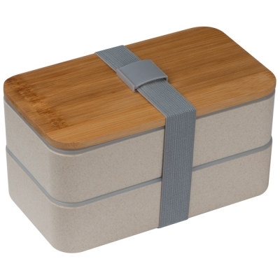 2-storey lunch box with cutlery and clasp
