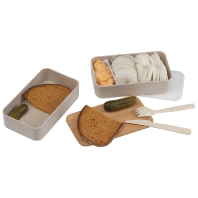 2-storey lunch box with cutlery and clasp