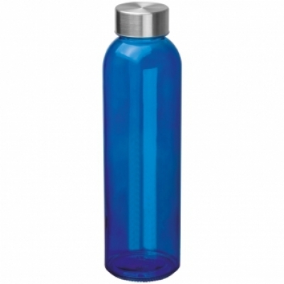 Transparent drinking bottle with grey lid