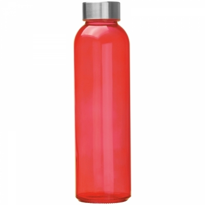 Transparent drinking bottle with grey lid