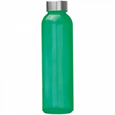 Transparent drinking bottle with grey lid