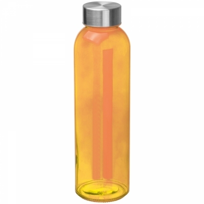 Transparent drinking bottle with grey lid
