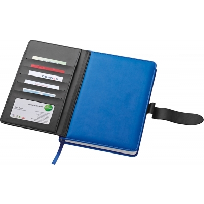 Notebook with business card compartments