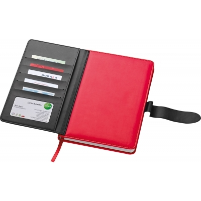 Notebook with business card compartments