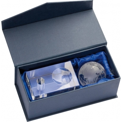 Glass block with globe
