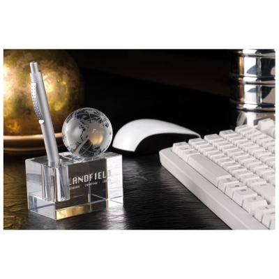 Glass block with globe